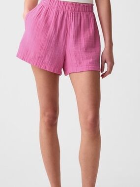 GAP Pink Gauze High-Waist Elastic Shorts